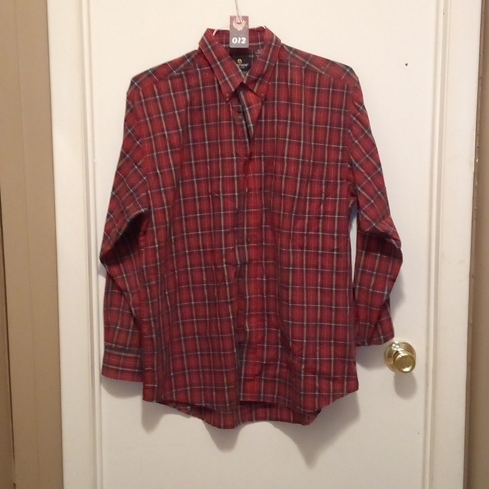 Puritan Long Sleeve Red/Black Plaid Button Down Shirt - Size M